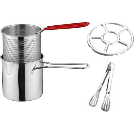 Friteuse, petite friteuse, ustensiles de cuisine avec poignée, panier à friteuse avec passoire pour frites, cuisine (1/3)