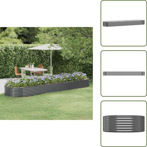 The Living Store Hochbeet Verzinkter Stahl 396x100x36 cm Anthrazit - Pflanzkübel (1/5)