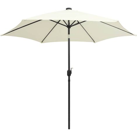 Ombrellone  Parasole con Luci a LED e Palo Alluminio 300 cm Bianco Sabbia (1/5)