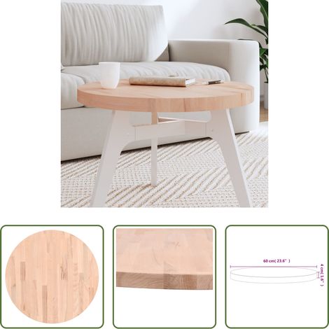 vidaXL Tischplatte -  Tischplatte Ø60x4 cm Rund Massivholz Buche