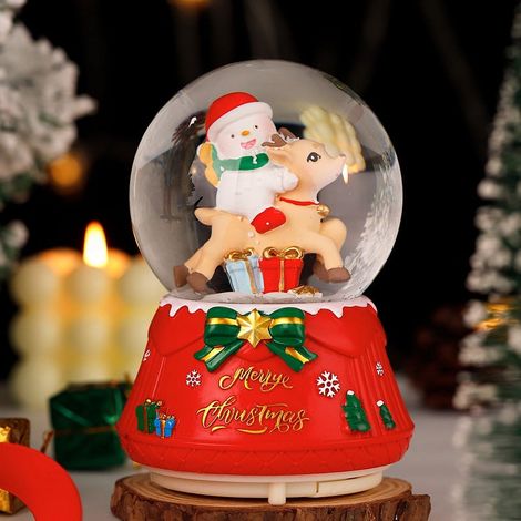 Snow Globe - 6.3 Pouces - Boîte à Musique avec Éclairage LED - Figurine Père Noël - Décoration de Noël - 1 Pièce (1/5)