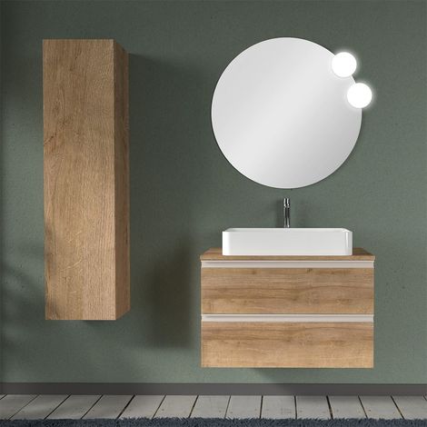 Mobile bagno sospeso 80 cm linea Master rovere miele per lavabi da appoggio (1/5)