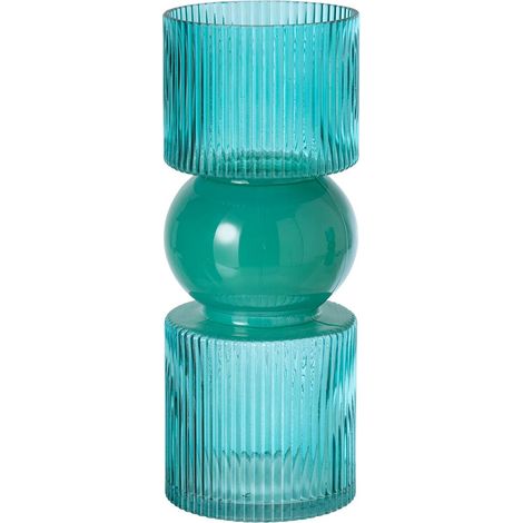 Vase Cannelé en Verre "Alvar" 30cm Turquoise (1/4)