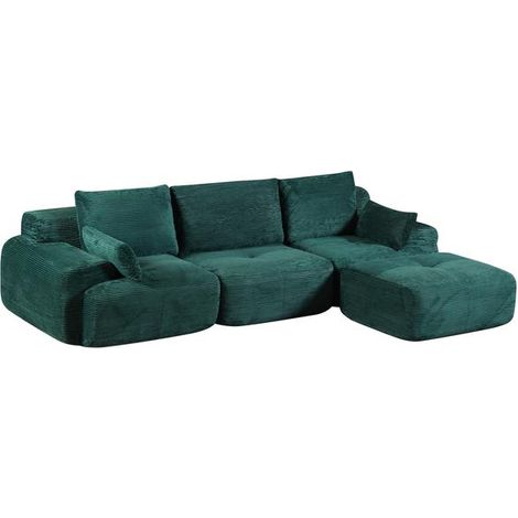 Ecksofa Ecksofa 3-Sitzer Sofa mit Hocker, ohne Montage, ergonomisch (1/5)
