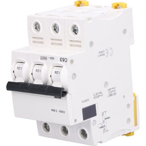 Disjoncteur Modulaire 3P Basse Tension Rail DIN Protection Différentielle AC 400V 63A IC65N (1/5)