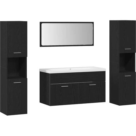 Maison Exclusive - Set di mobili per il bagno 4 pcs Rovere Nero Legno multistrato