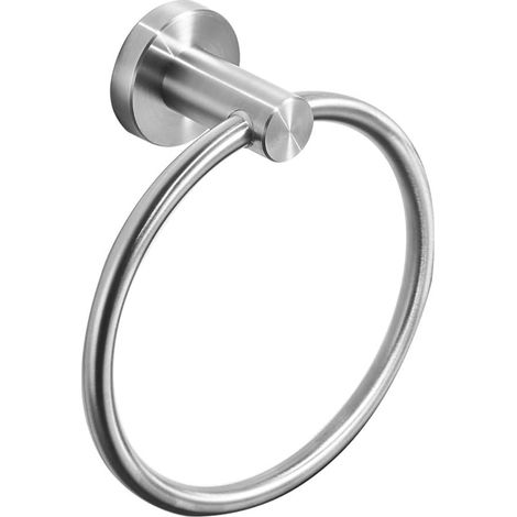 Porte-serviettes Rond - Acier Inoxydable SUS304 - Fixation Sans Perçage Collage Ou Vis - Salle De Bain - 1 Pièce (1/5)