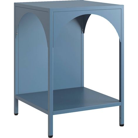 Bedside table, industrial-style, steel, Soho, Grey Blue, 35x35x52 cm