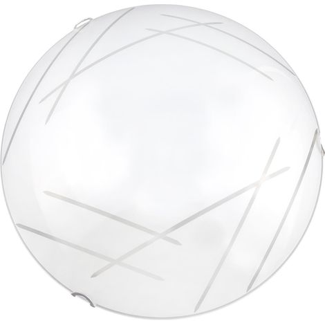 Plafoniera 2xE27 Ganci Cromo Vetro Lastra Bianco Decorato Tagli E-Energy Letizia (1/4)