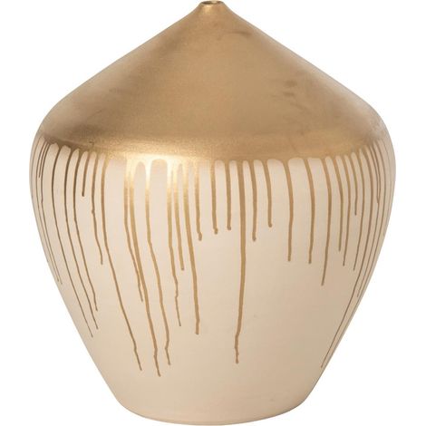 Vase en Céramique "Sahara" 45cm Beige & Doré (1/2)