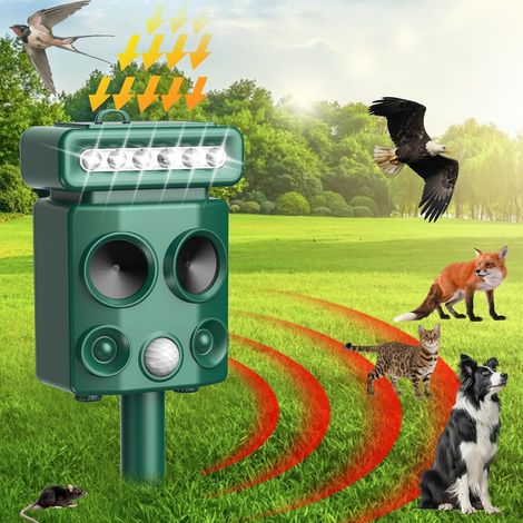 3T6B Katzen-Vogelabwehr, IP65, wasserdicht, Ultraschall, solarbetrieben, Rattenabwehr mit blinkenden LED-Leuchten für Hunde, Mäuse, Füchse (1/5)