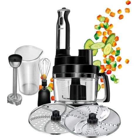 MPM MRK-17 Procesador de Alimentos, Multifuncional Amasa, Corta, Ralla, Bate, Pica, 2 Velocidades+Turbo 800W Negro (1/5)