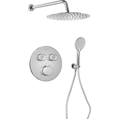 Ensemble de douche thermostatique à encastrer SMART SELECT, 2 sorties, sortie, chromé