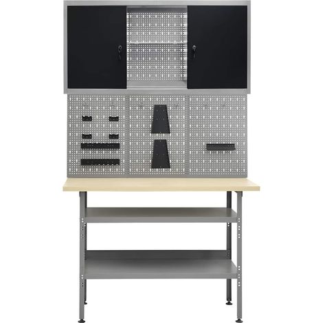 Maison Exclusive - Banco de trabajo con tres paneles de pared y u (1/5)