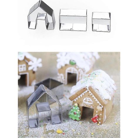 emporte-pièces en acier inoxydable en forme de maison en pain d'épice pour la cuisine et la maison (1/4)