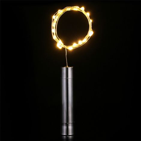 (Blanc chaud) Lot de 10 guirlandes lumineuses pour bouteilles, 20 LED, alimentées par piles AA (1/5)