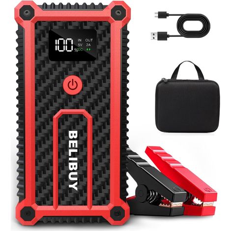 Démarreur de Batterie de Voiture Portable – Pack d'alimentation de démarrage 3000A Pic pour véhicules 12V (Jusqu'à 6L Essence et 4L Moteurs Diesel), avec Ports USB, Lampe LED et écran LCD (1/5)