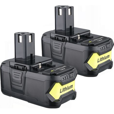 Pdstation – Pack de 2 batteries lithium-ion 18V 5.5Ah – Indicateur LED – Performance fiable pour outils Ryobi – Compatible avec modèles P108 P107 P122 - RB18L50