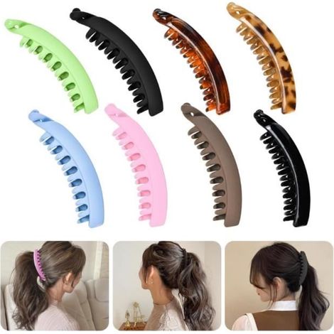 8 PCS Pince Cheveux Femme Pince Cheveux Antidérapante Pince Cheveux Double Dent Barettes Cheveux Femme Noir Pince a Cheveux Griffe (1/4)
