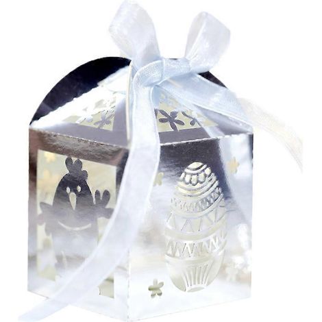 50 Stück Osterhasen-Eierboxen, Partygeschenkboxen mit Schleifen, Pralinenschachteln für Hochzeit, Taufe, Babyparty, Geburtstag. (1/4)