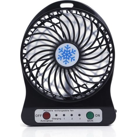 iProtect Mini ventilateur USB en métal à pile - Ventilateur de bureau avec hélice en noir (1/4)
