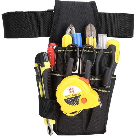Werkzeugtasche mit mehreren Fächern, Gürteltasche aus Oxford-Gewebe für Heimwerker, Schreinerarbeiten, Klempnerarbeiten und Bauarbeiten