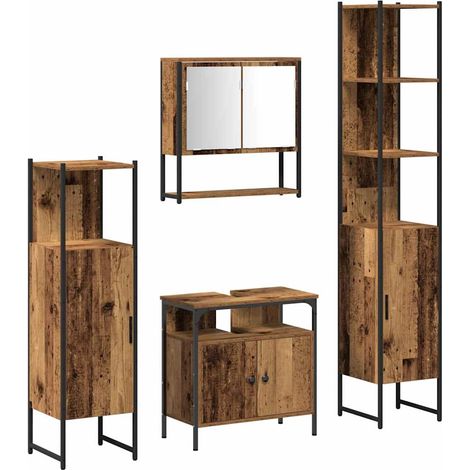 Maison Exclusive - Badezimmermöbel Set mit Regal 4 pcs Altholz Ho