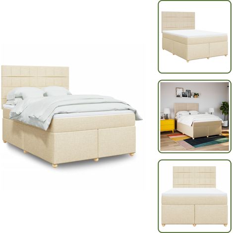 vidaXL Boxspringbett mit Matratze Creme 160x200 cm Stoff (1/5)