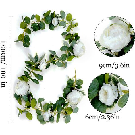 Couronne de pivoines artificielles de 1,8 mètre, guirlandes suspendues idéales pour les mariages, les centres de table, les fêtes, la décoration intérieure voûtée, etc. (1/5)