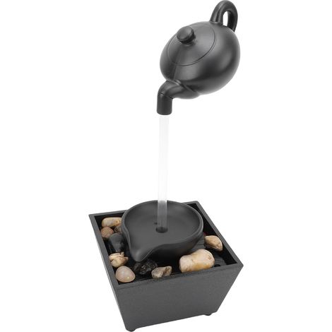 Théière Flottante Compacte, Ornement de Fontaine de Table avec Lumières LED, Décoration Décorative en Cascade pour la Maison et Le Bureau, Conception Légère (1/5)