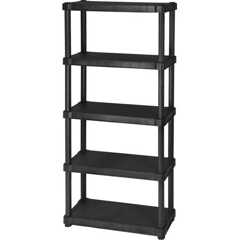 Scaffale in resina con 5 ripiani 80x30xh188 cm - nero OCEANO50