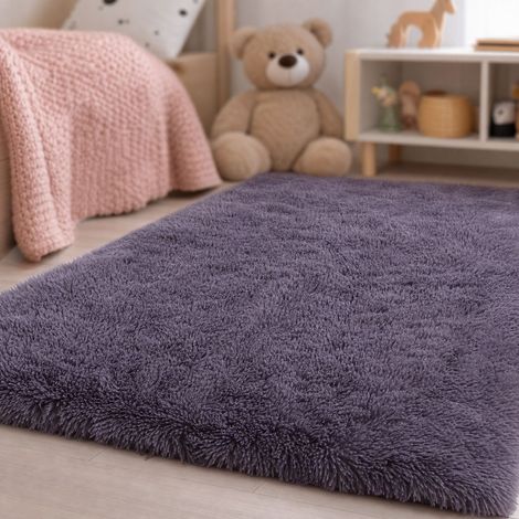 Tapis en peluche Gris Violet avec Mousse à Mémoire de Forme, Doux et Confortable, Antidérapant et Facile à Nettoyer, 60x120 cm (1/4)
