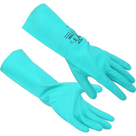 paire de gants résistants aux produits chimiques en caoutchouc nitrile antidérapants pour la protection des mains dans l'agriculture, le jardinage et l'industrie (M 3,153,54 pouces de largeur de paume (1/5)