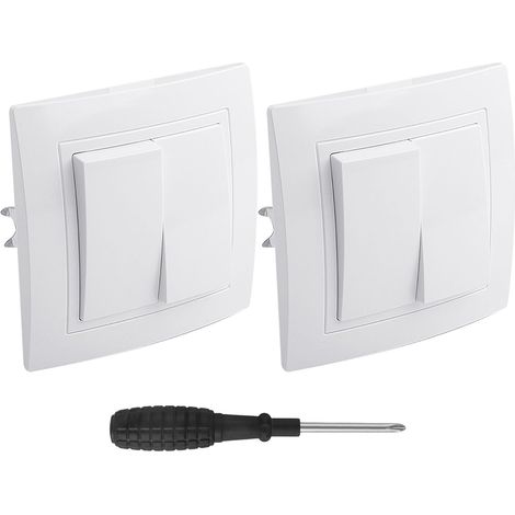 Interrupteur Va et Vient 2 PCS Interrupteur Mural Double Interrupteurs Encastrable 10A 250V Complet Interrupteurs Extra Plat Bouton Double pour Escalier Couloir Coucher Chambre (1/5)