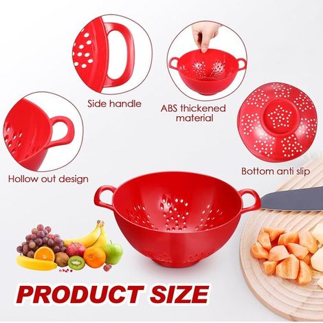 Coladores de cocina，4 piezas，colador para bayas，Cesta para verduras，accesorios de cocina，verduras y alimentos，rojo (1/4)