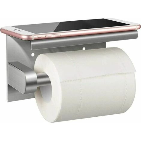 Porte Papier Toilette, Porte Rouleau Papier toilettes sans Perçage Derouleur Papier WC mural, Acier Inoxydable 304- (1/4)
