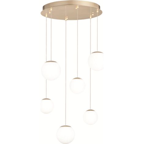 Lampada a sospensione in metallo verniciato Oro SANTOS 6 Luci Led 45 cm (1/4)
