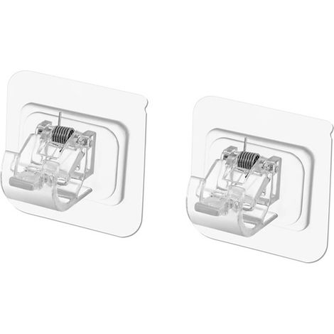 Lot de 2 supports de tringle à rideaux autocollants, transparents et robustes, en ABS, réglables, pour la fixation à la maison ou au bureau. (1/5)