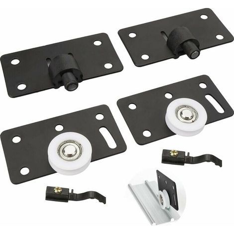 Lot de 2 Rouleau de Porte Coulissante Rail Porte Coulissante Placard, Roues Coulissantes 30 mm Roulette Placard Coulissant en Nylon Muets pour Placard Armoire Penderie (Noir) (1/5)