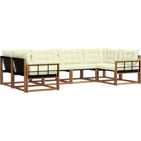 Outdoor Sofa Set with Cushion 6 pcs Natural and Cream vidaXL (1/5)