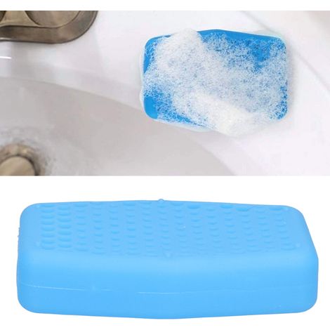 Manchon de savon en silicone souple, pochette exfoliante pour savon, gant de toilette pour salle de bain et cuisine, bleu (1/5)