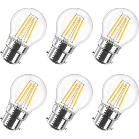 4W Ampoule LED Filament à Bayonnate G45 B22, 2700K Blanc Chaud, 470Lm, Ampoule Vintage, Non-dimmable, Lot de 6 [Classe énergétique E] (1/5)