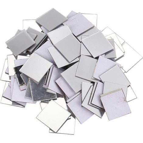 Lot de 100 stickers muraux effet miroir 3D, mosaïque (argent) (1/5)