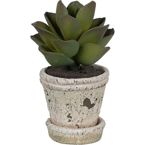 Cache-pot en pierre beige Ø 9x9 cm, Pot de fleurs décoratif style rustique et Provence - PANGIVO (1/3)