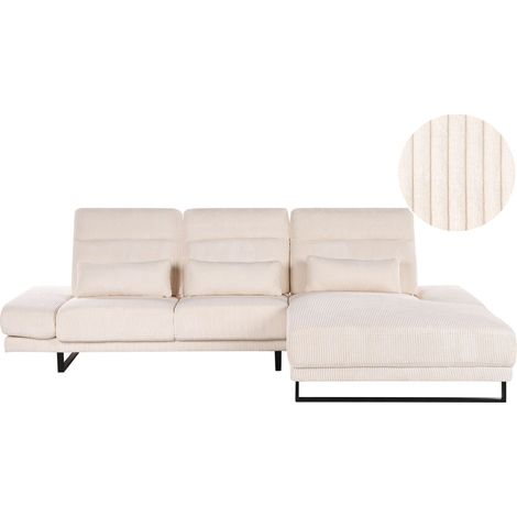 Ecksofa 4-Sitzer IKAST Cord Beige linksseitig