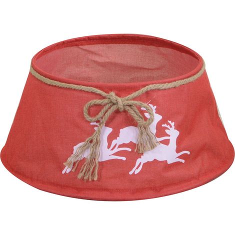 Copribase albero tessuto pieghevole renne rosso tondo cm 56h25