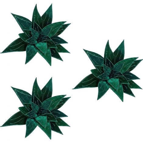 Set 3 Fiori Natalizi in Tessuto Verde 32 cm con pinza Stelo 8.5 cm Addobbi Floreali con Glitter e Pinzetta per Albero di Natale Ghirlande Decorazioni Casa albero di natale ambienti Feste Tradizionali (1/5)