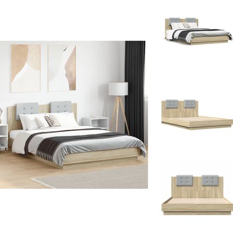 Cadre de lit sans matelas chêne sonoma 150x200 cm - Cadre De Lit - Lit Double - Lit Avec Têtière - Bois D'ingénierie - Literie (1/5)