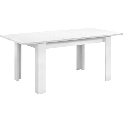 Table de Salle à Manger Extensible Blanc Brillant Dimensions : 140-190 cm (Longueur) x 90 cm (Largeur) x 78 cm (Hauteur). Modèle Kendra (1/5)