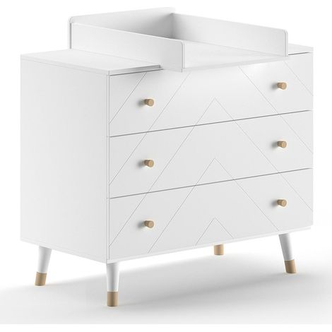 Commode Avec Plan à Langer "Billy" 100cm Blanc